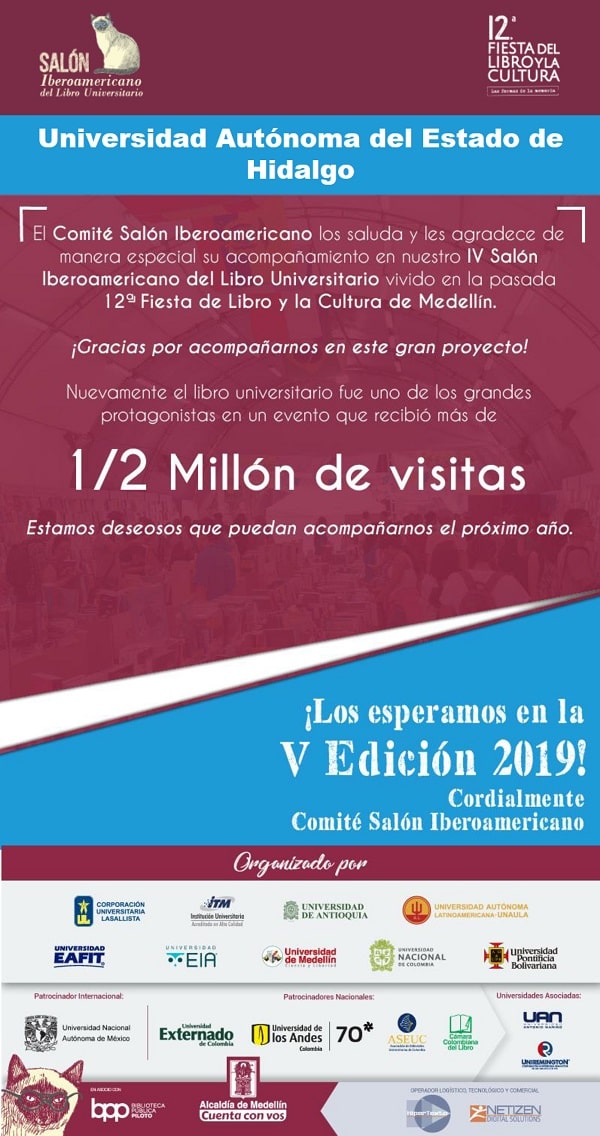 6.	Presencia del Fondo Editorial UAEH en el IV Salón Iberoamericano del Libro Universitario, Medellín Colombia