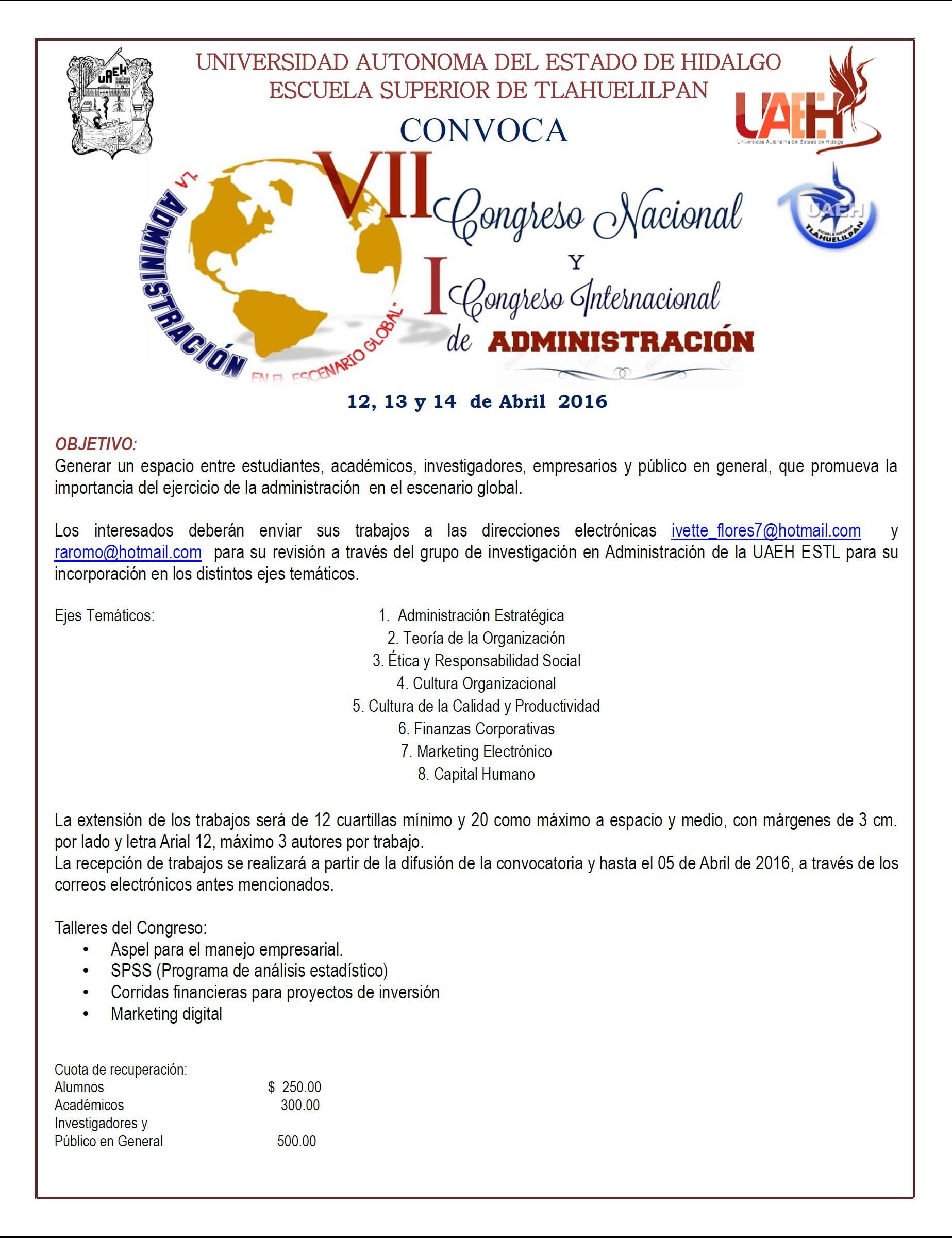 Convocatoria :: Convocatoria VII Congreso Nacional y I Congreso ...