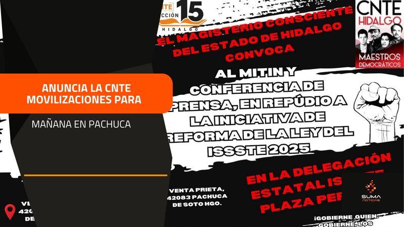 SUMA Noticias - Anuncia la CNTE movilizaciones para mañana en Pachuca